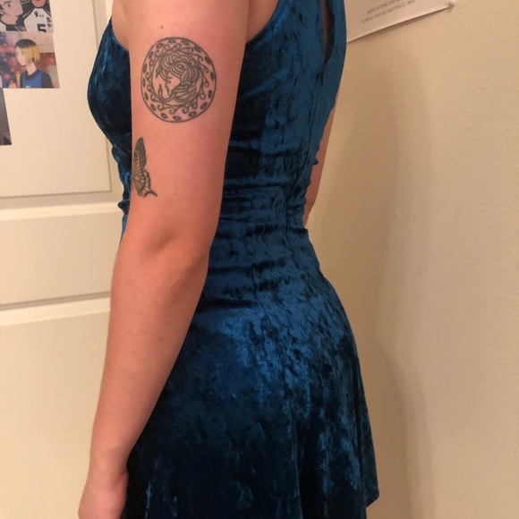 Blue Velvet GREYLIN luxury Velvet Skater Dress Small - Picture 6 of 6